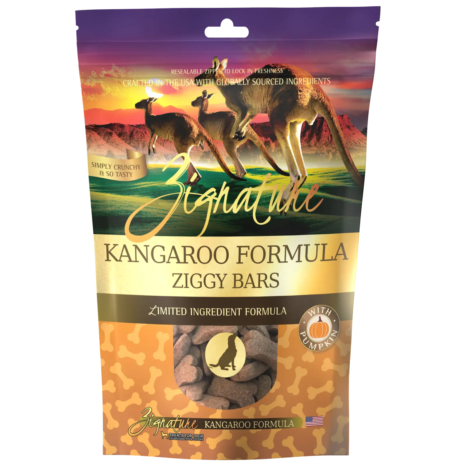 Zignature Kangaroo Formula Ziggy Bars Biscuit Dog Treats - 12 oz.