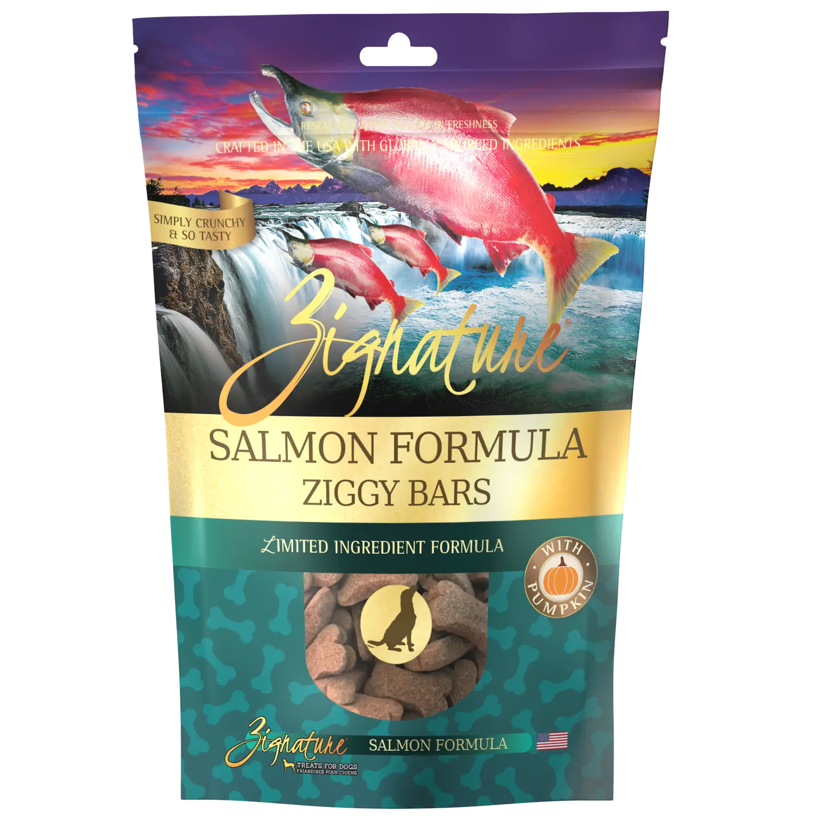 Zignature Salmon Formula Ziggy Bars Biscuit Dog Treats - 12 oz.