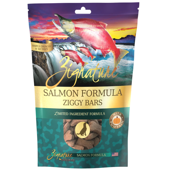 Zignature Salmon Formula Ziggy Bars Biscuit Dog Treats - 12 oz.