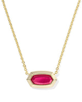 Kendra Scott Elisa Bezel Gold Short Pendant Necklace - Carmine Red Illusion