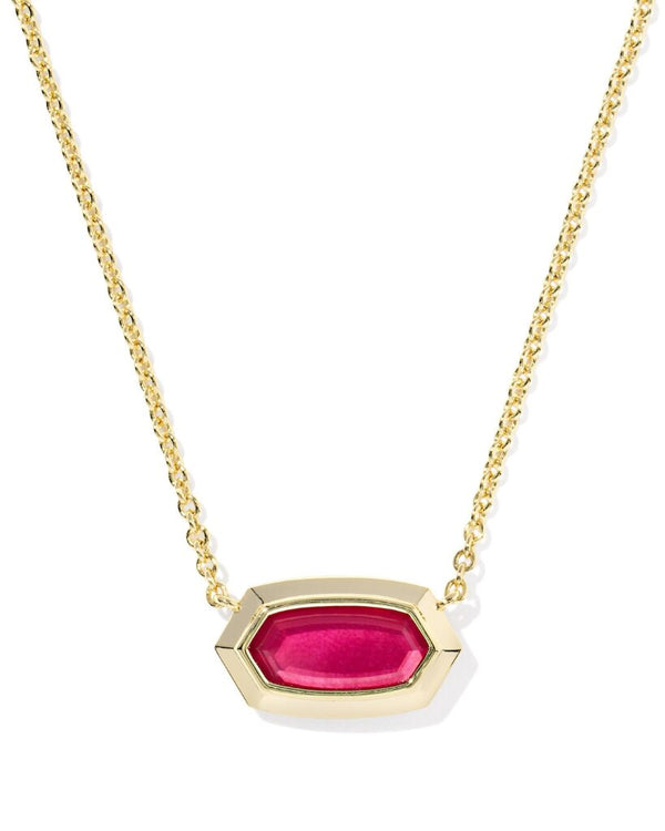 Kendra Scott Elisa Bezel Gold Short Pendant Necklace - Carmine Red Illusion