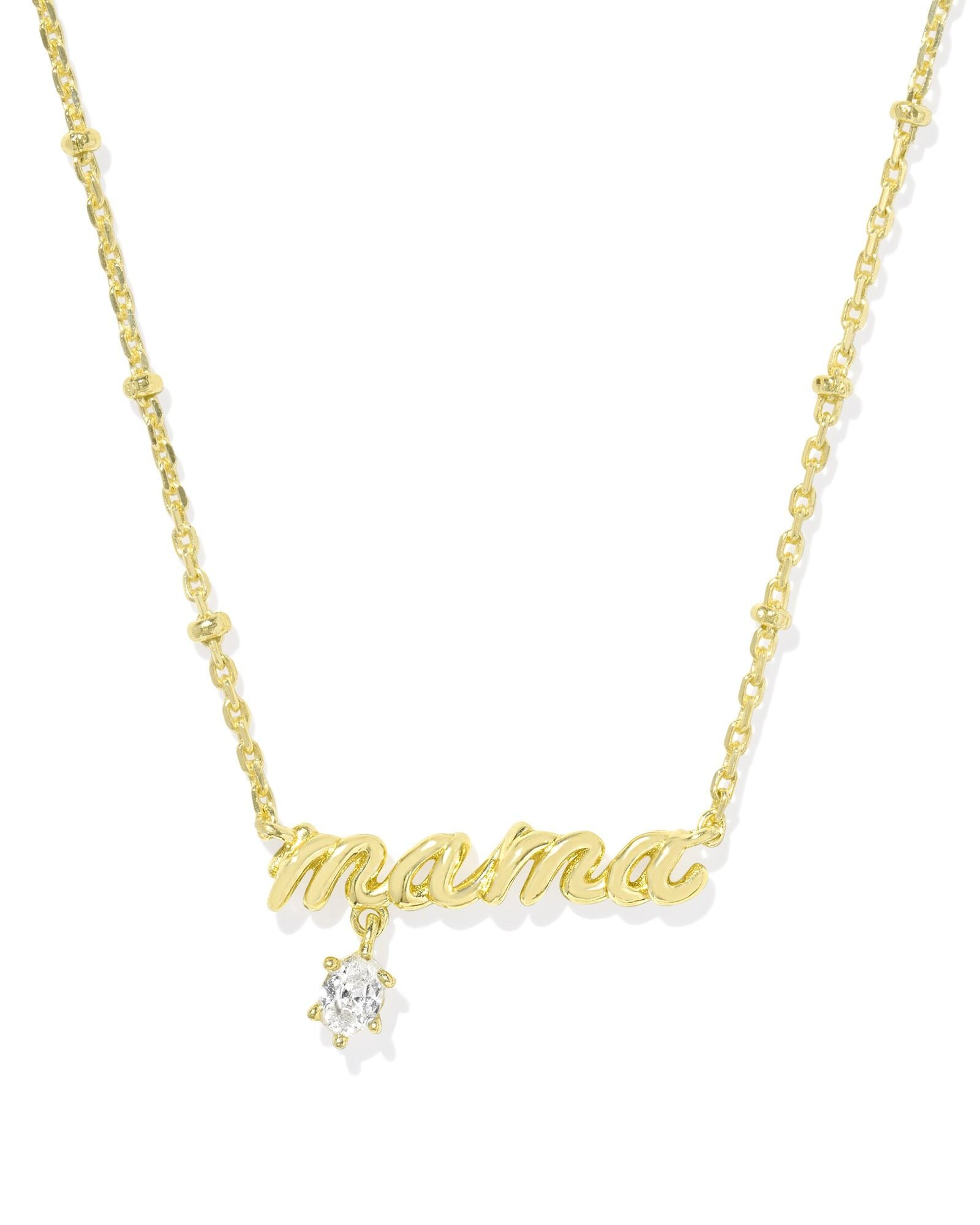 Kendra Scott Mama Crystal Short Pendant Necklace - Gold Plated