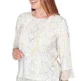 Ruby Rd. Womens Python Printed Knit Flutter Sleeve Top