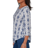 Alfred Dunner Womens Diamond Textured Top With Necklace