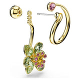 Swarovski Idyllia Drop Earrings - Mixed cuts, Flower, Multicolored, Gold-tone plated