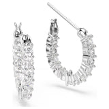 Swarovski Vittore Hoop Earrings - Round cut, White, Rhodium plated