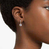 Swarovski Stilla Drop Earrings - Round cut, White, Gold-tone plated
