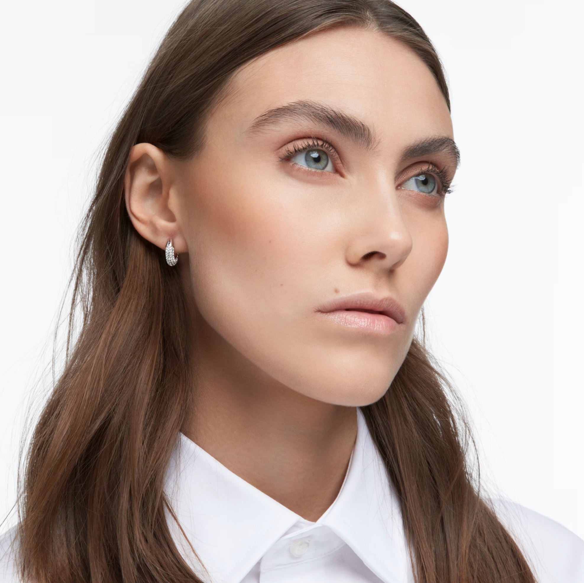 Swarovski Dextera Hoop Earrings - Small, White, Rhodium plated
