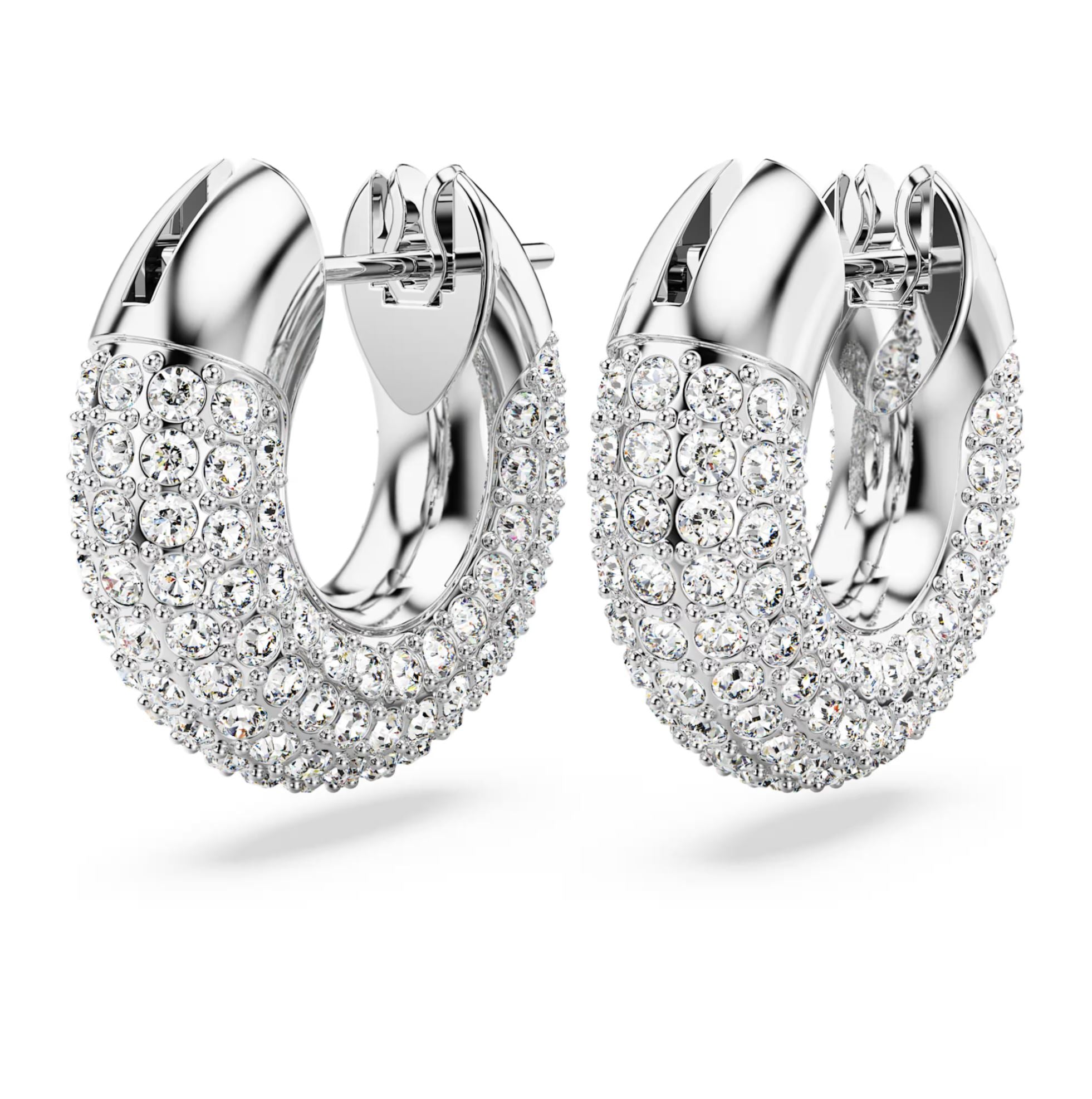 Swarovski Dextera Hoop Earrings - Small, White, Rhodium plated