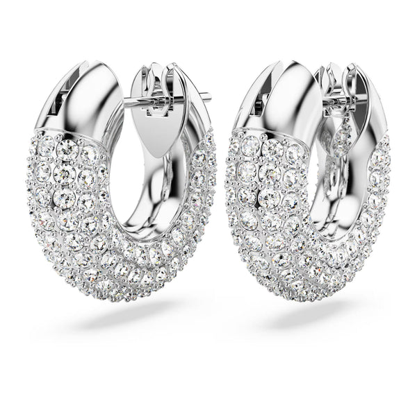 Swarovski Dextera Hoop Earrings - Small, White, Rhodium plated