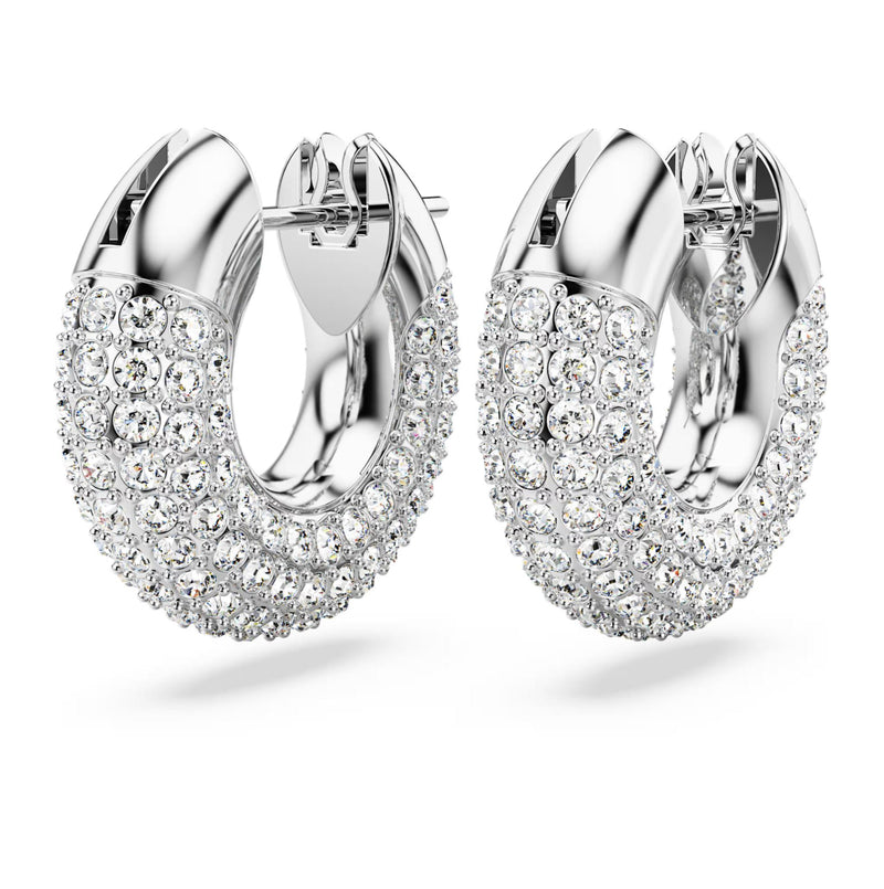 Swarovski Dextera Hoop Earrings - Small, White, Rhodium plated