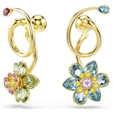 Swarovski Idyllia Drop Earrings - Mixed cuts, Flower, Multicolored, Gold-tone plated
