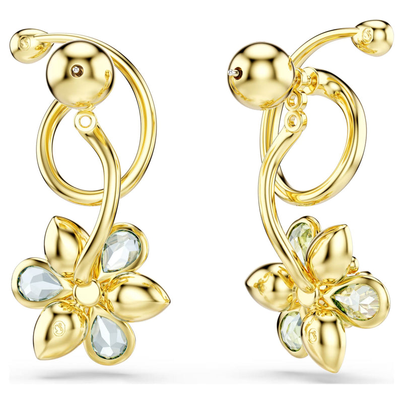 Swarovski Idyllia Drop Earrings - Mixed cuts, Flower, Multicolored, Gold-tone plated
