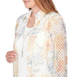 Ruby Rd. Womens Lace Floral Two In One Top With Necklace