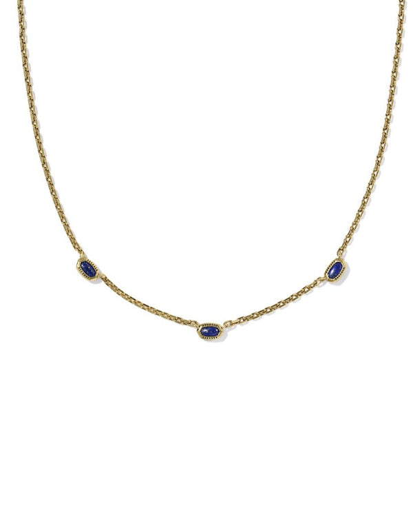Kendra Scott Gold Mini Elisa Three Lapis Stone Strand Necklace