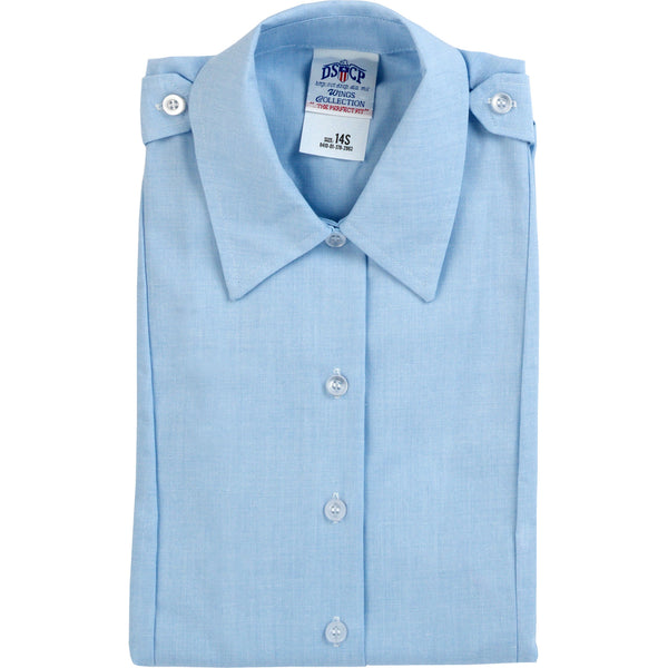 Female Light Blue Long Sleeve Tuck In Dress Shirt