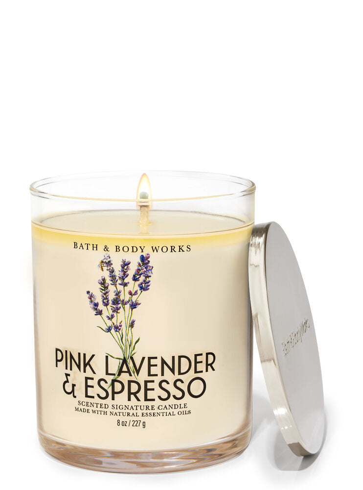 Bath & Body Works Signature Single Wick Candle - Pink Lavender & Espresso