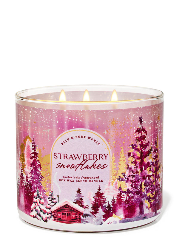 Bath & Body Works 3-Wick Candle - Strawberry Snowflakes