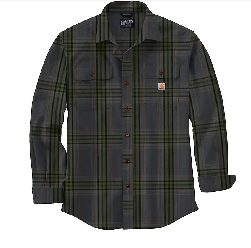 Carhartt Mens Loose Fit Heavy Weight Long Sleeve Button Down