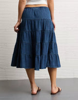 American Eagle Womens AE Tiered Midi Skirt