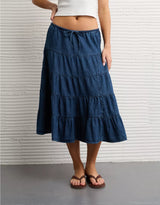 American Eagle Womens AE Tiered Midi Skirt