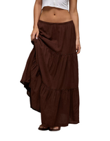 American Eagle Womens AE Mid-Rise Tiered Maxi Skirt