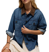 American Eagle Womens AE Lightweight Denim Shacket Jacket