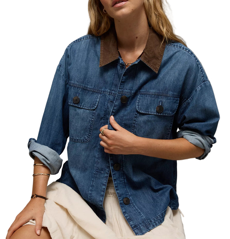 American Eagle Womens AE Lightweight Denim Shacket Jacket