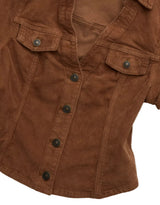 American Eagle Womens AE Corduroy Short Sleeve Top