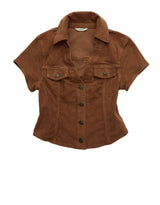 American Eagle Womens AE Corduroy Short Sleeve Top