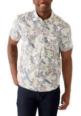 Nautica Mens Short Sleeve Tencel Floral Button Up Shirt