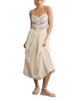 American Eagle Womens AE Bella Lace Inset Midi Dress