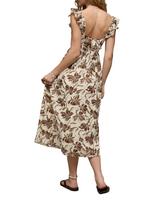 American Eagle Womens AE Flutter Sleeve Tie-Front Midi Dress