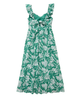 American Eagle Womens AE Flutter Sleeve Tie-Front Midi Dress