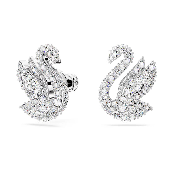 Swarovski Iconic Swan Stud Earrings - Swan, White, Rhodium plated