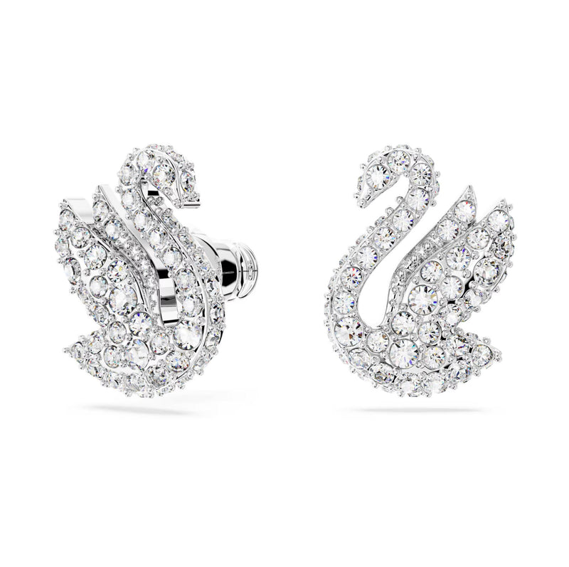 Swarovski Iconic Swan Stud Earrings - Swan, White, Rhodium plated