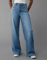 American Eagle Womens AE Super High-Waisted Baggy Wide-Leg Jeans