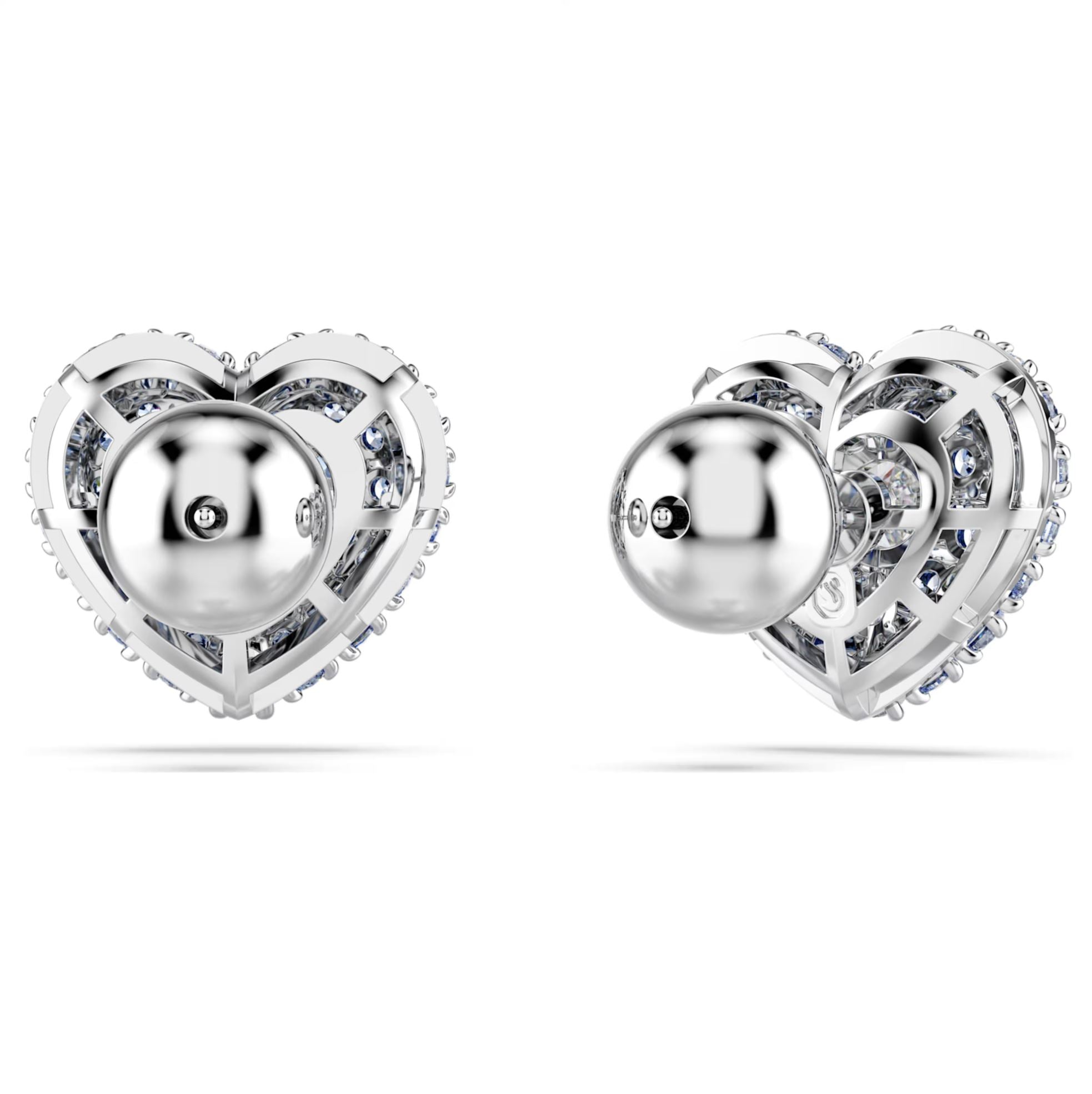Swarovski Idyllia Stud Earrings - Heart, Blue, Rhodium plated