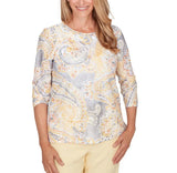 Ruby Rd. Womens Paisley Printed Patch Knit Top