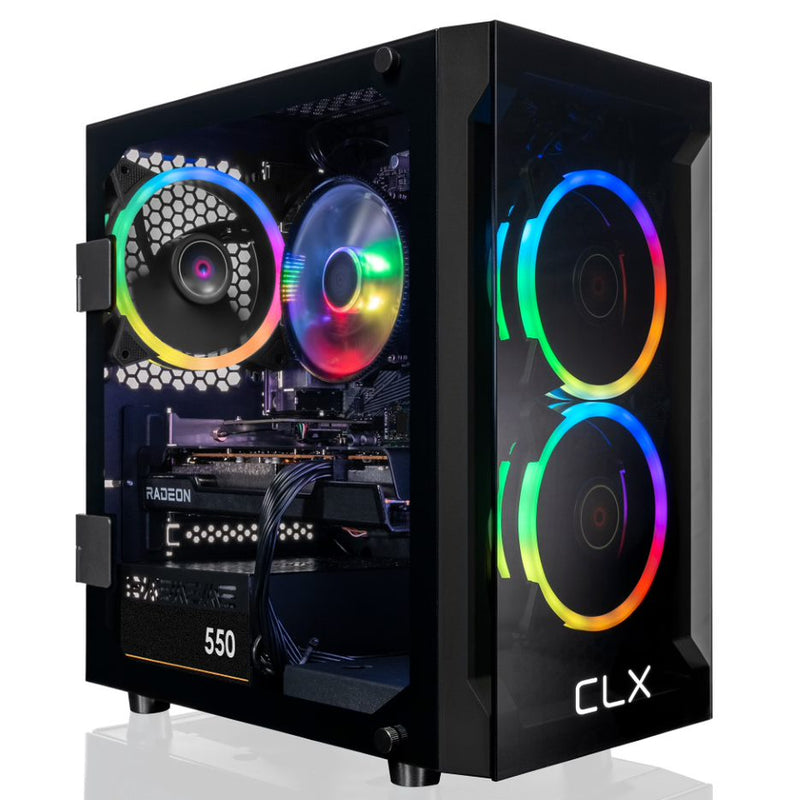 CLX SET Gaming Desktop - AMD Ryzen 7 5700X 3.4GHz 8-Core Processor, 16GB DDR4 Memory, Radeon RX 6600 XT 8GB GDDR6 Graphics, 500GB M.2 NVMe SSD, 2TB HDD, WiFi, Black CLX Edition Karnak MicroATX Tower RGB Fans, Windows 11 Home 64-bit