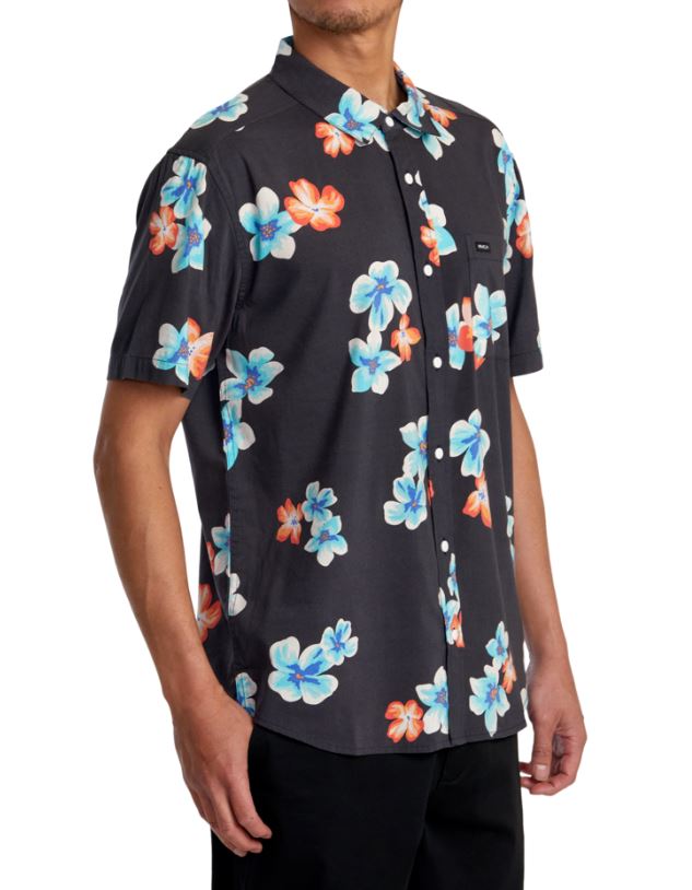 RVCA Mens Anytime Short Sleeve Button Down Shirt