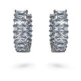 Swarovski Matrix Hoop Earrings - Baguette cut, Gray, Ruthenium plated