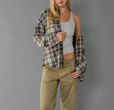 American Eagle Womens AE Oversized Long-Sleeve Plaid Shirt