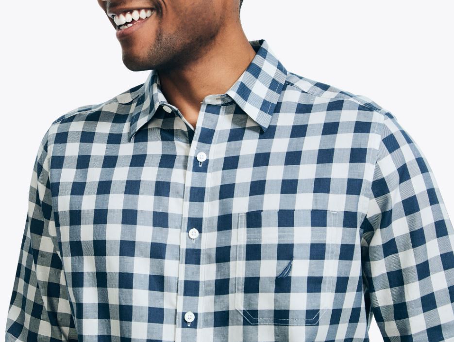 Nautica Mens Sustainably Crafted Plaid Long Sleeve Shirt