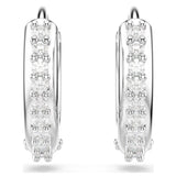Swarovski Matrix Hoop Earrings - Round cut, White, Rhodium plated