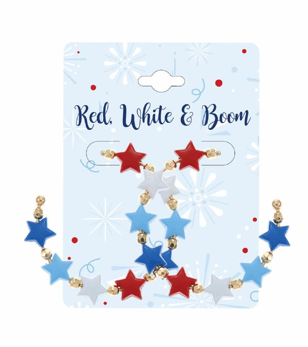 FAF Patriotic Red, White, & Blue Hoop Earrings