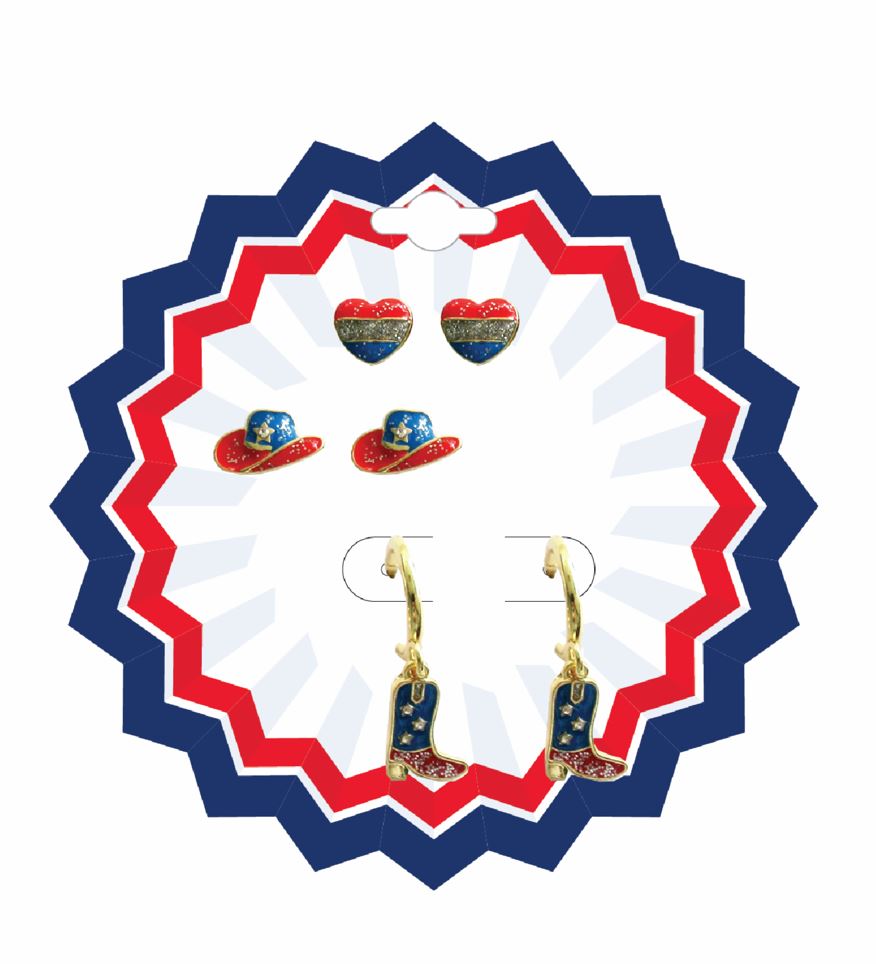 FAF Patriotic Hats, Hearts, & Boots Earrings