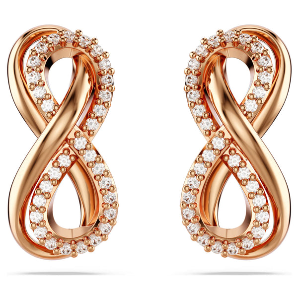 Swarovski Hyperbola Stud Earrings - Mixed cuts, Mini, White, Rose gold-tone plated