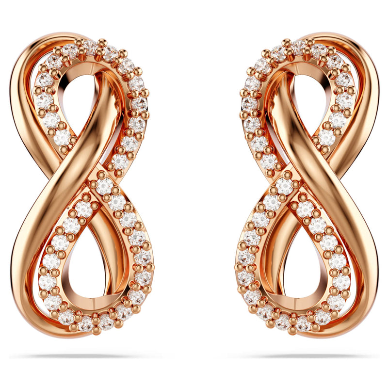Swarovski Hyperbola Stud Earrings - Mixed cuts, Mini, White, Rose gold-tone plated