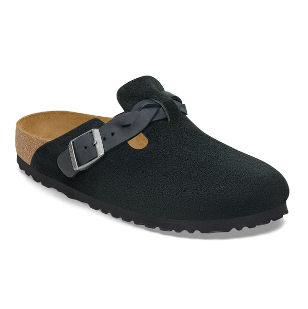 Birkenstock Womens Boston Braided Suede Leather Clogs